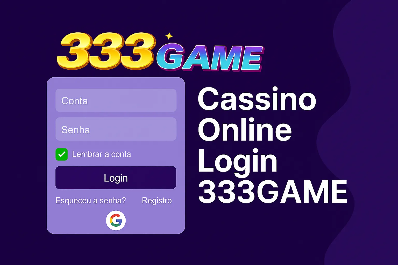 Criar uma nova Conta no plataforma 333GAME